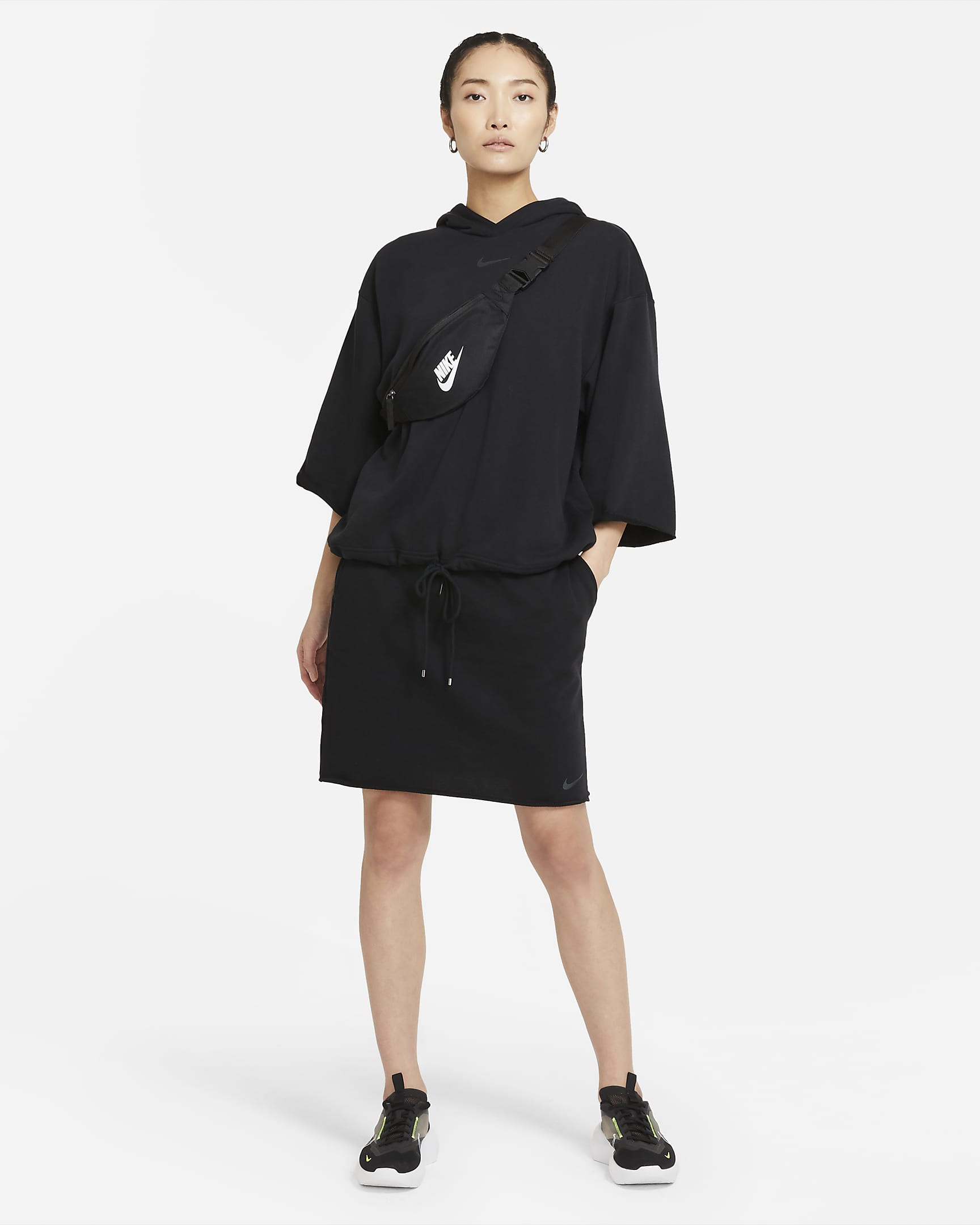 SWEATSHIRT NIKE W NSW ICN CLSH SS HOODIE FT (CZ9332-010)