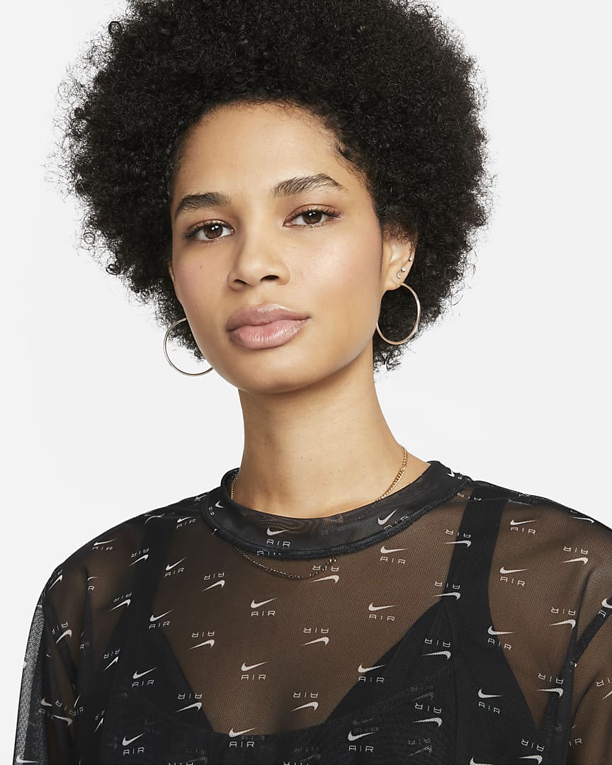 T-SHIRT NIKE W NSW AIR AOP MESH SS CROP TOP (DV8245-010)