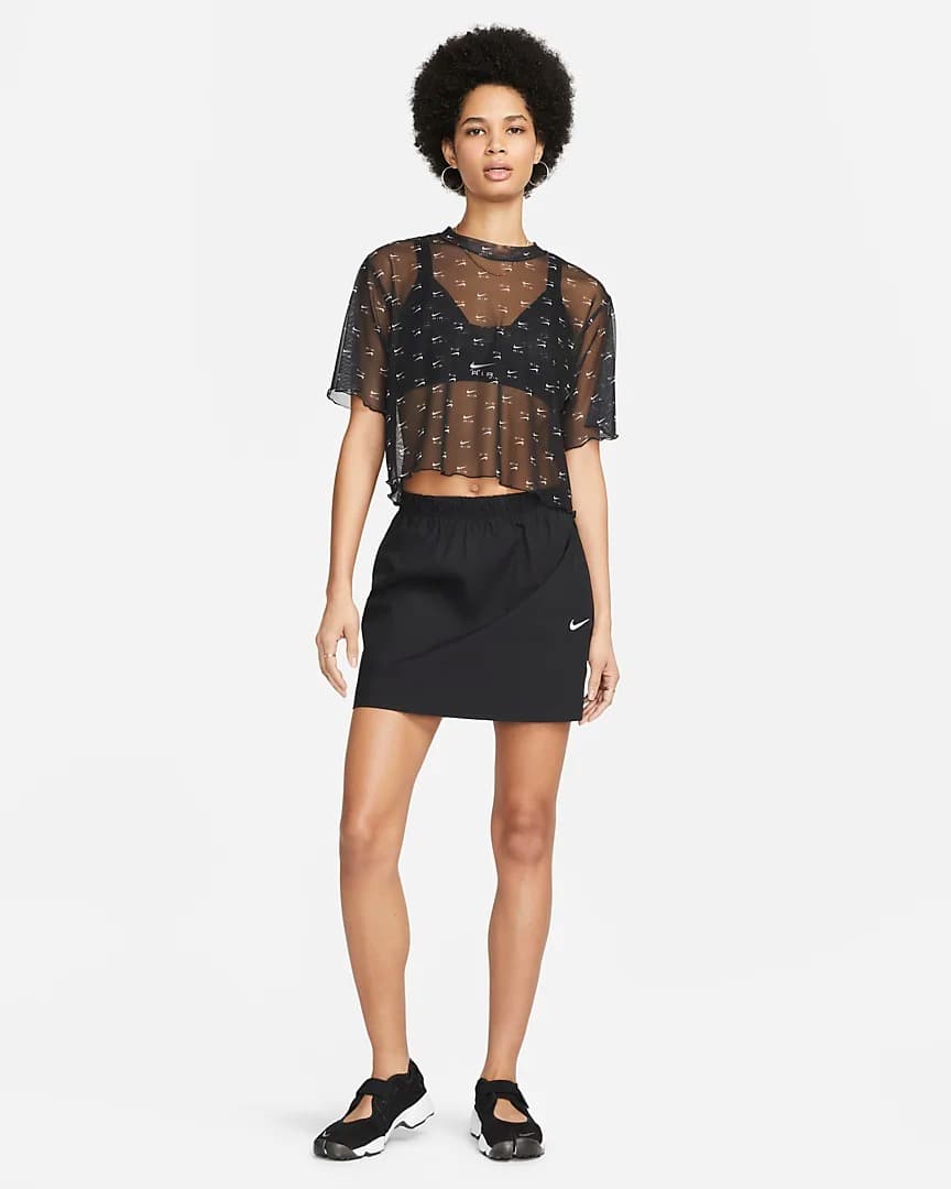 T-SHIRT NIKE W NSW AIR AOP MESH SS CROP TOP (DV8245-010)