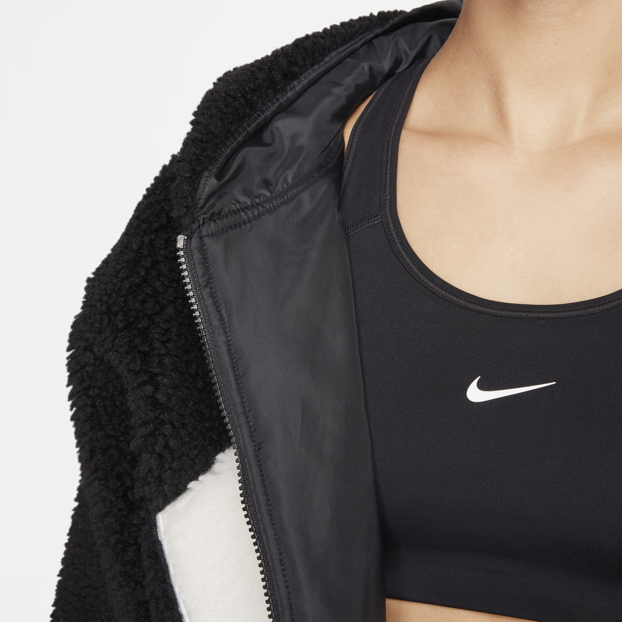 JACKET WMNS NIKE NSW LOGO SHERPA JKT (FB8695-010)