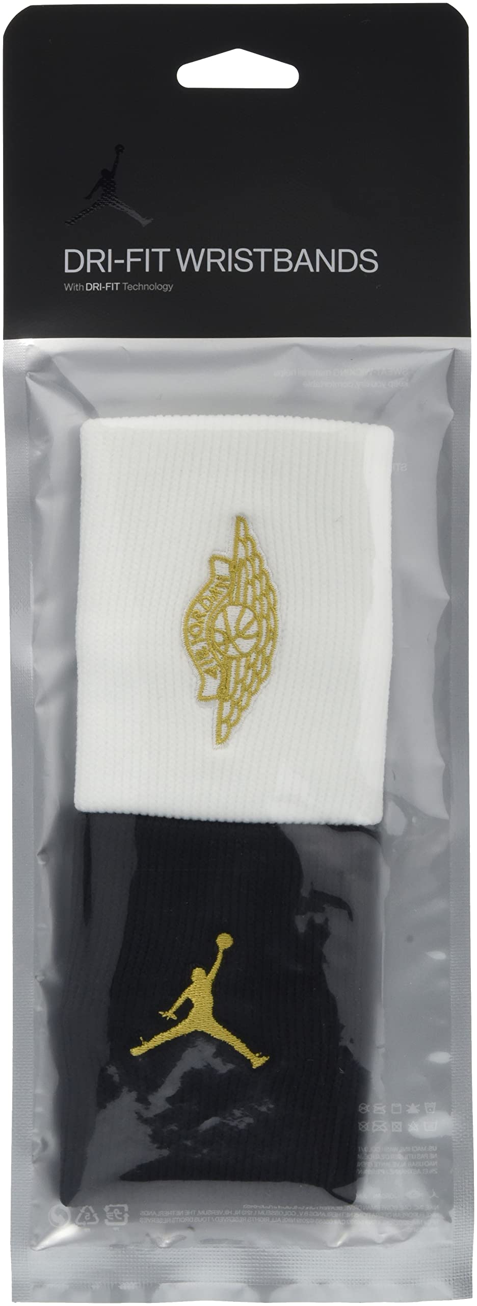НАПУЛЬСНИКИ JORDAN JUMPMAN WINGS WRISTBANDS 2.0 2PK BLACK/WHITE/METALLIC GOLD OSFM (J.000.3598.092.OS)