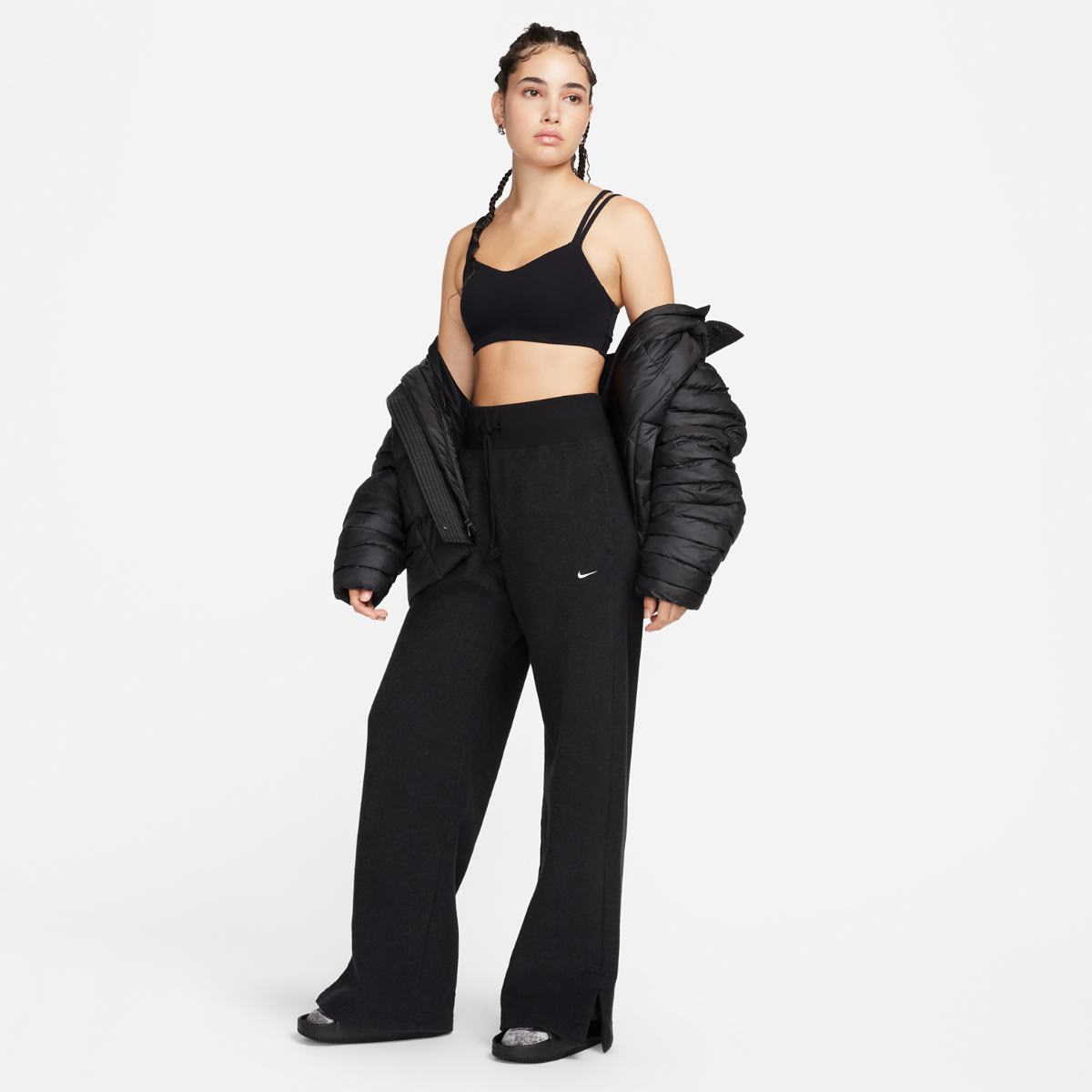 WOMEN'S NIKE NSW PHNX PLSH HR PZNT WIDE PANTS (FN3622-010)