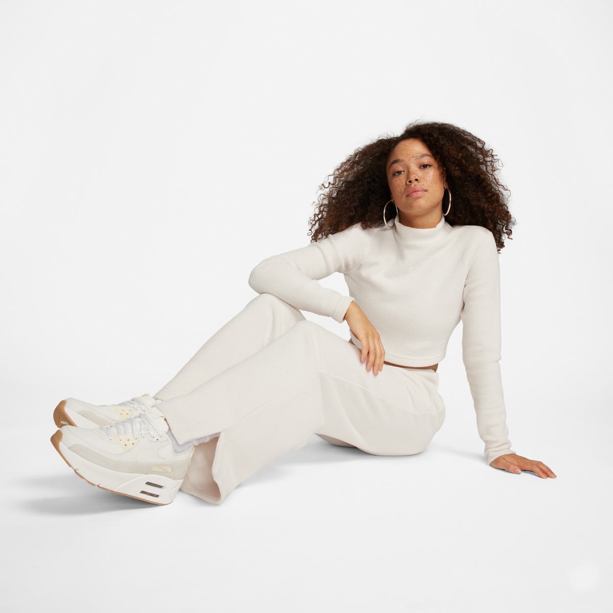 WOMEN'S NIKE NSW PHNX PLSH HR PZNT WIDE PANTS (FN3622-104)