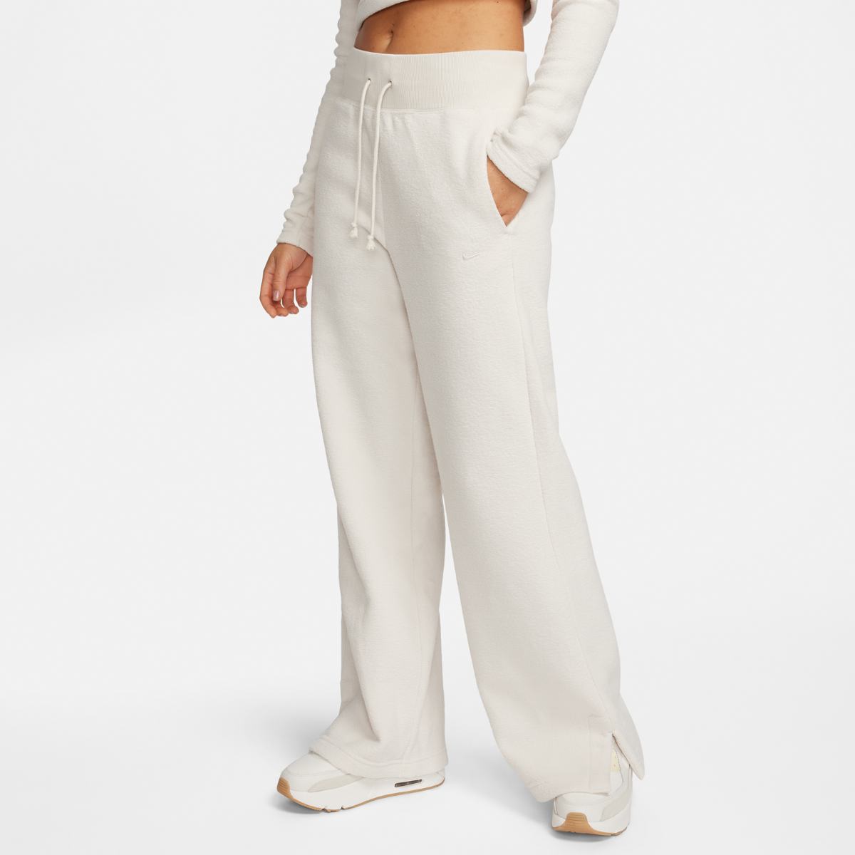 WOMEN'S NIKE NSW PHNX PLSH HR PZNT WIDE PANTS (FN3622-104)