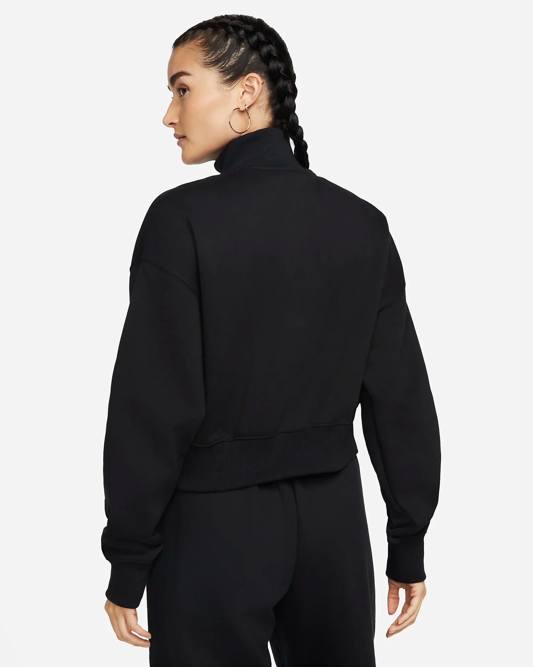 WOMEN'S NIKE NSW PHNX FLC QZ CROP SWEATSHIRT (DQ5767-010)