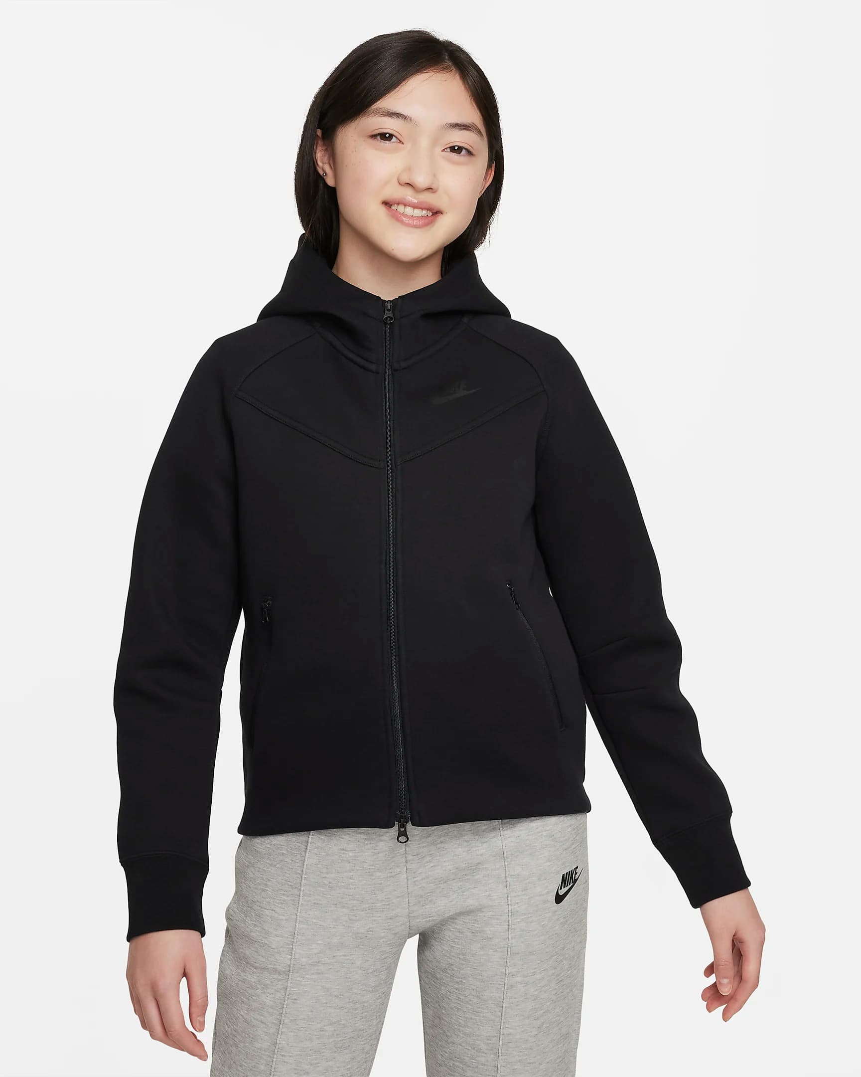 TEEN NIKE G NSW TCH FLC HD FZ LS SWEATSHIRT (FD2979-010)