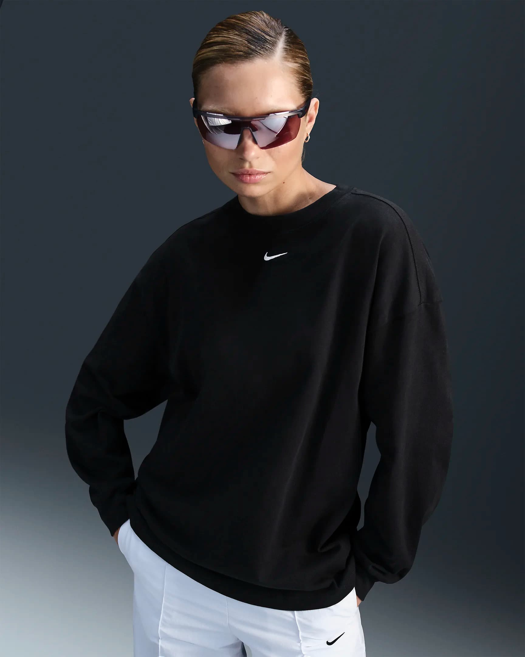 WOMEN'S SWEATSHIRT NIKE NSW ESSNTL OS LS TEE (HF5320-010)