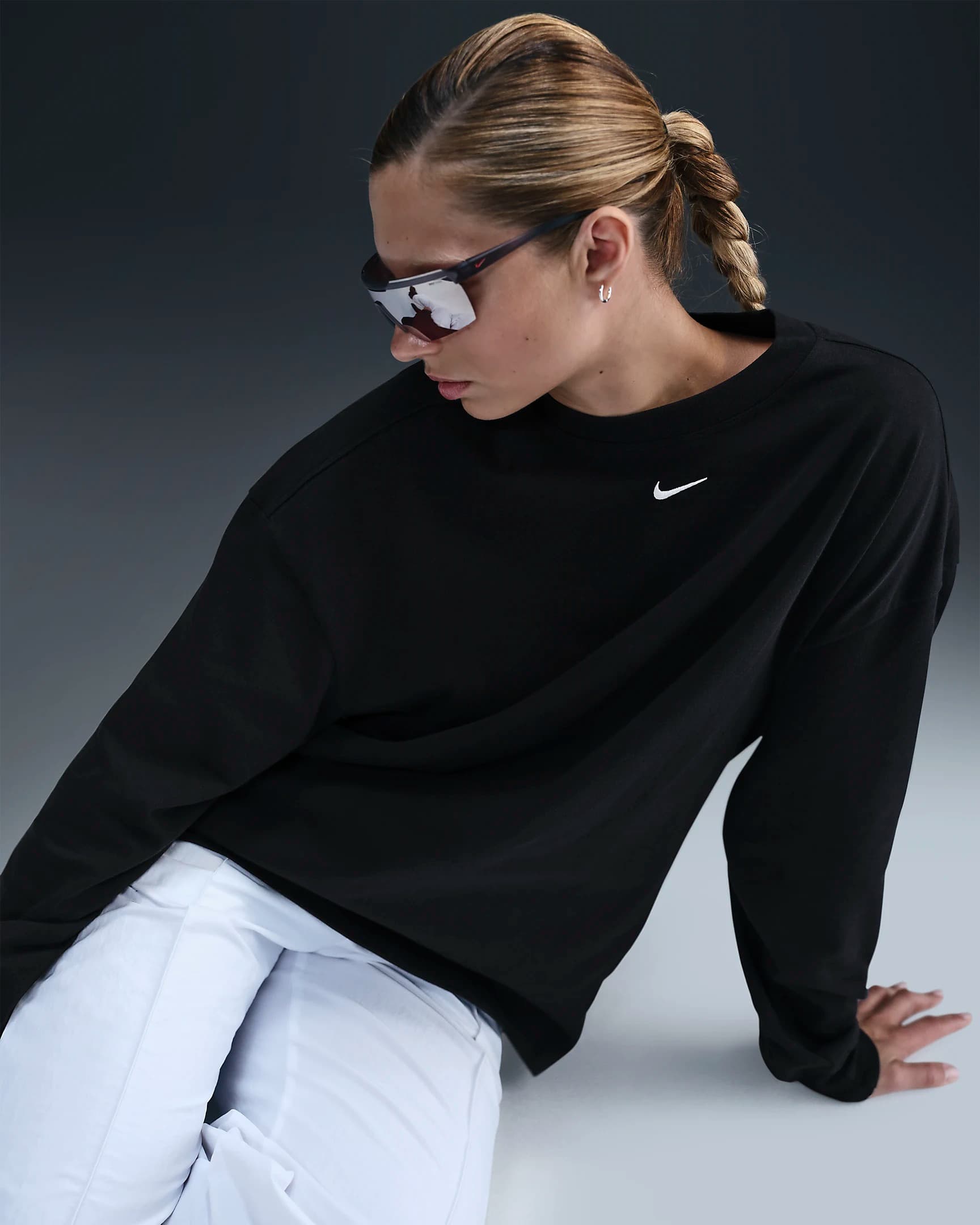 WOMEN'S SWEATSHIRT NIKE NSW ESSNTL OS LS TEE (HF5320-010)