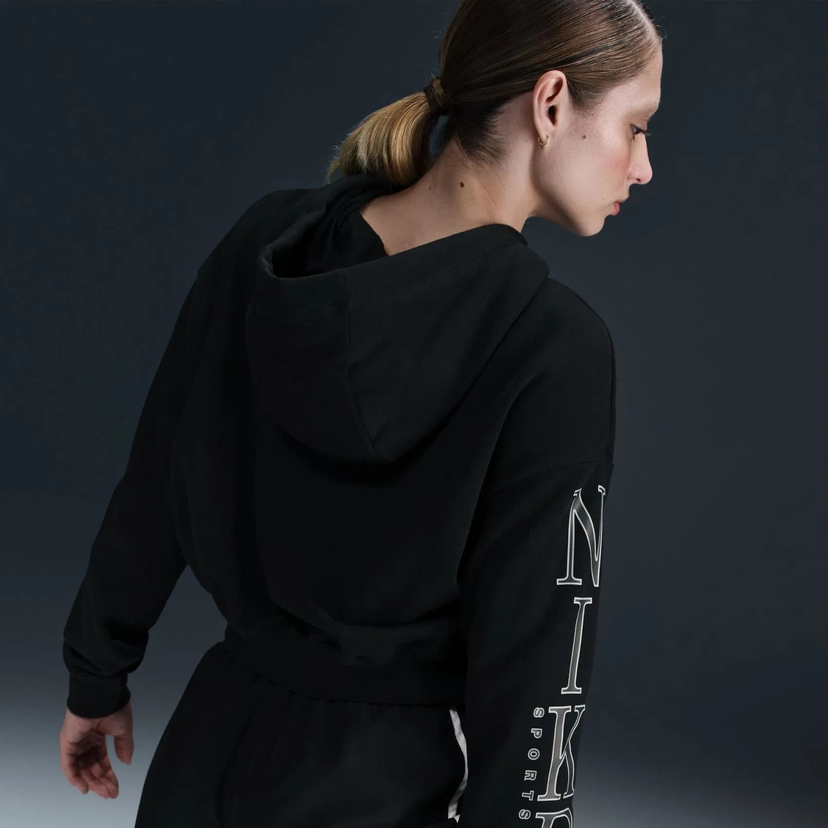 WOMEN'S SWEATSHIRT NIKE NSW CLUB FLC OS GX CRP HDY (HJ0925-010)