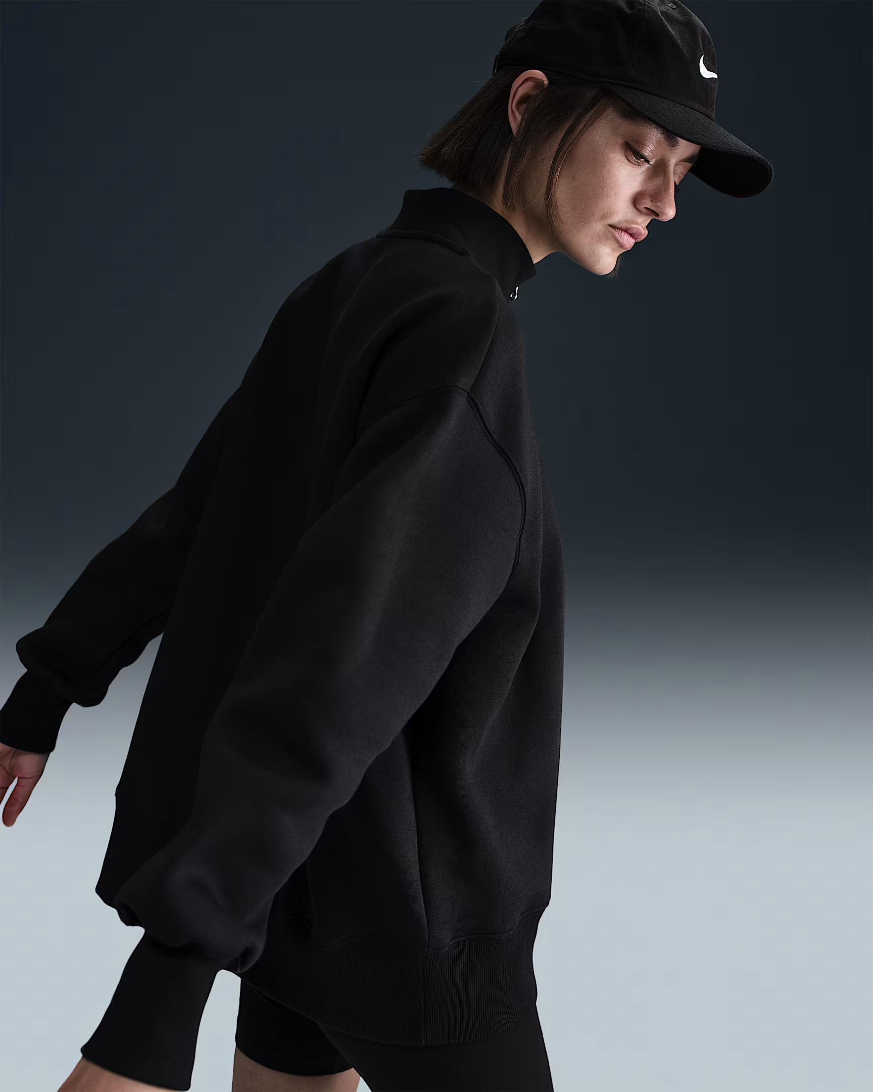NIKE NSW PHNX FLC OS LONG QZ WOMEN'S SWEATSHIRT (HJ0931-010)