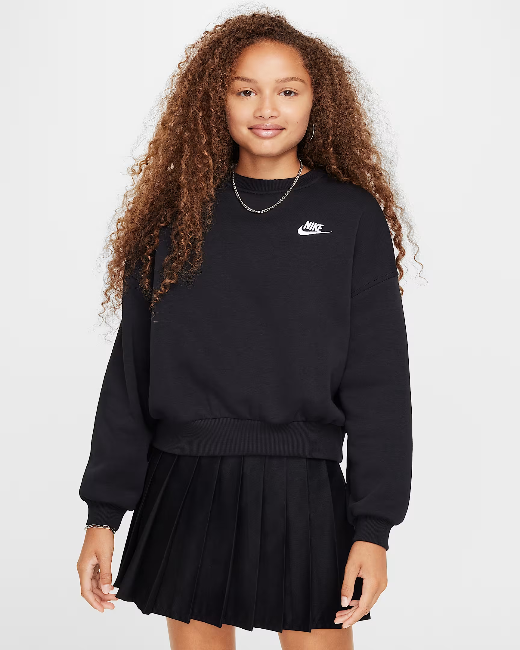 NIKE G NSW CLUB FLC BXY CRW LBR TEEN SWEATSHIRT (FZ9244-010)