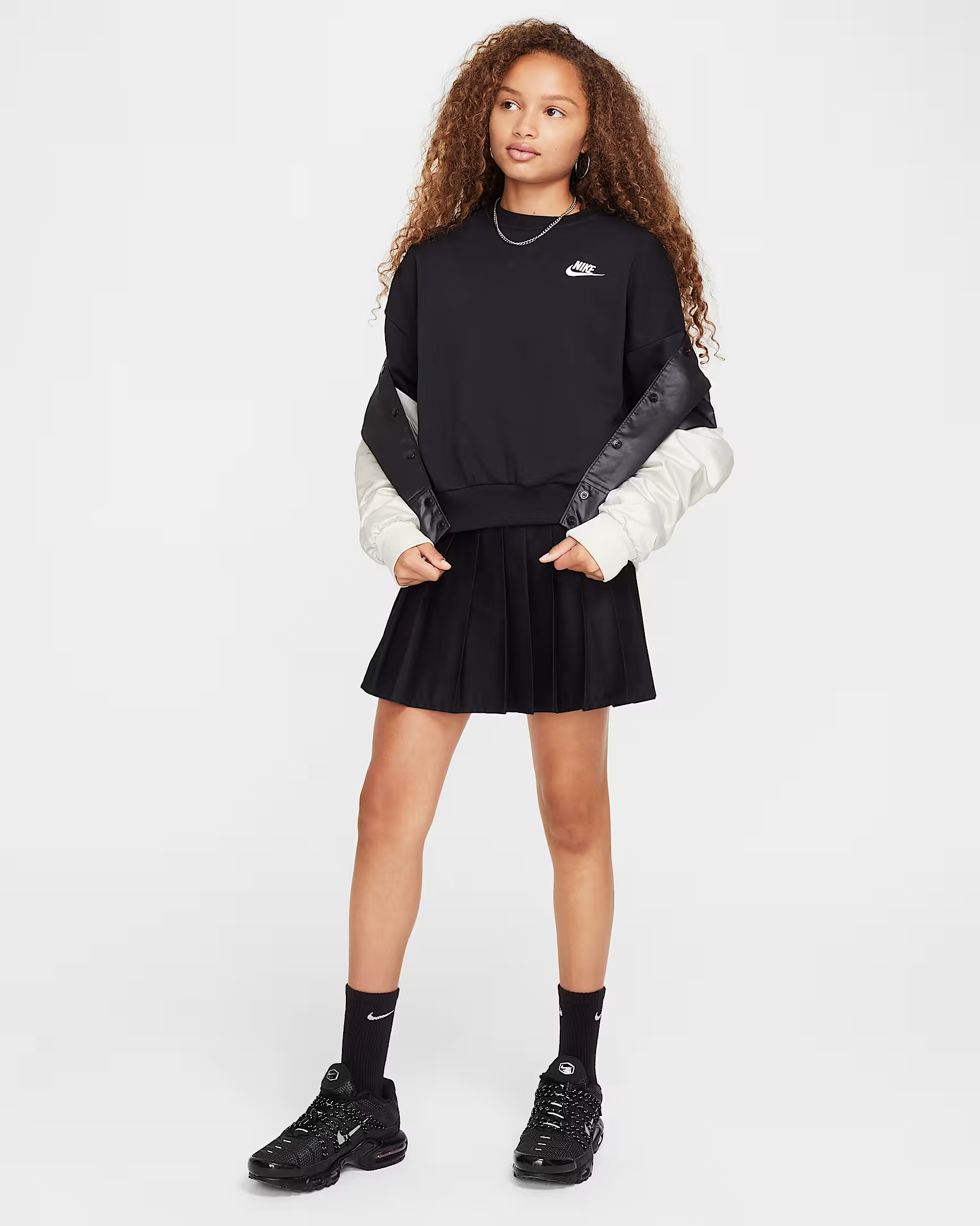 NIKE G NSW CLUB FLC BXY CRW LBR TEEN SWEATSHIRT (FZ9244-010)