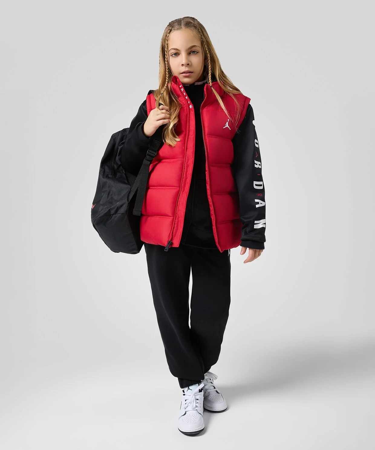 JORDAN JDB 2 FER JKT TEEN'S HOODED SLEEVED VEST (95D191-H24)