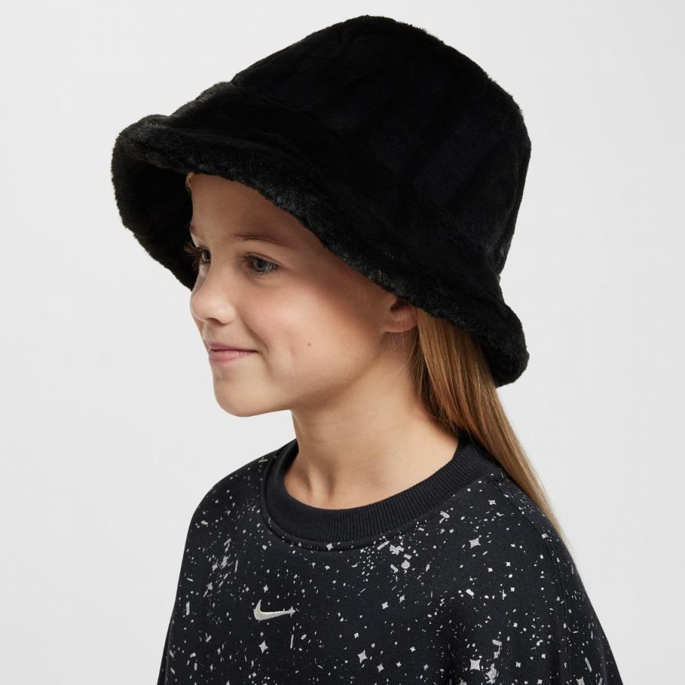 TEEN NIKE K APEX BUCKET FAUX FUR BEAN HAT (FZ3061-010)